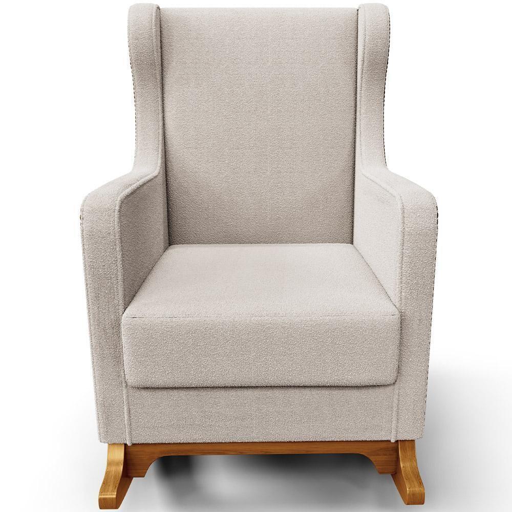 Poltrona De Amamentação Com Balanço E Puff Mavie L02 Bouclê Creme - 2