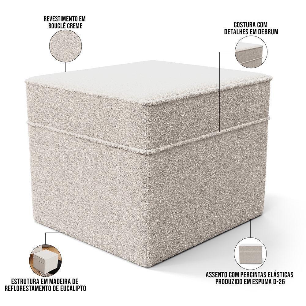 Poltrona De Amamentação Com Balanço E Puff Mavie L02 Bouclê Creme - 5