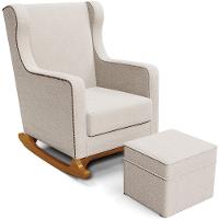 Poltrona De Amamentação Com Balanço E Puff Mavie L02 Bouclê Creme - 1