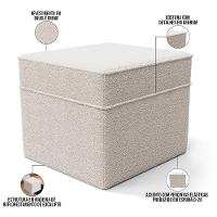 Poltrona De Amamentação Com Balanço E Puff Mavie L02 Bouclê Creme - 5