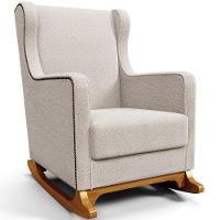 Poltrona De Amamentação Com Balanço E Puff Mavie L02 Bouclê Creme - 8