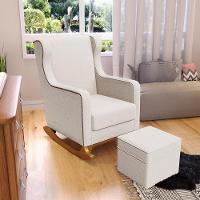 Poltrona De Amamentação Com Balanço E Puff Mavie L02 Bouclê Creme - 9