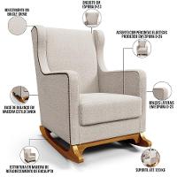 Poltrona De Amamentação Com Balanço E Puff Mavie L02 Bouclê Creme - 10