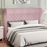 Kit Cabeceira Cama Box Casal 195cm Madrid Com Puff Recamier Santorini Bouclê Rosê - 8