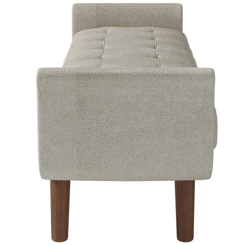 Puff Recamier Decorativo Com Pés Em Madeira 160cm Itália Bouclê Creme - 4