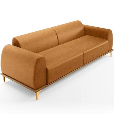 Sofá 3 Lugares Kiev 210cm D02 Base Castanho Pés D'ouro Couríssimo Whisky B-90