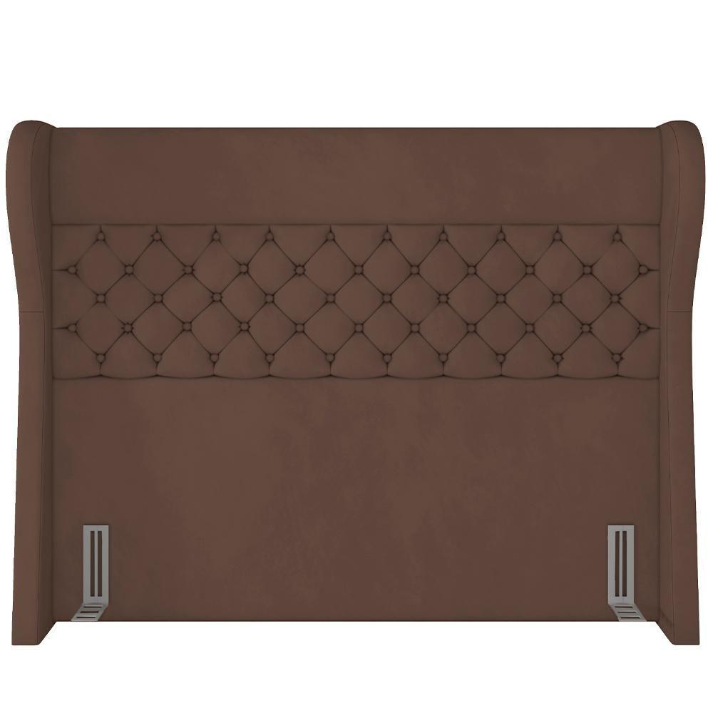 Kit Cabeceira Cama Box Casal 195cm Madrid Com Puff Recamier Santorini Veludo Marrom - 6