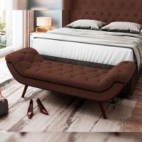Kit Cabeceira Cama Box Casal 195cm Madrid Com Puff Recamier Santorini Veludo Marrom - 7