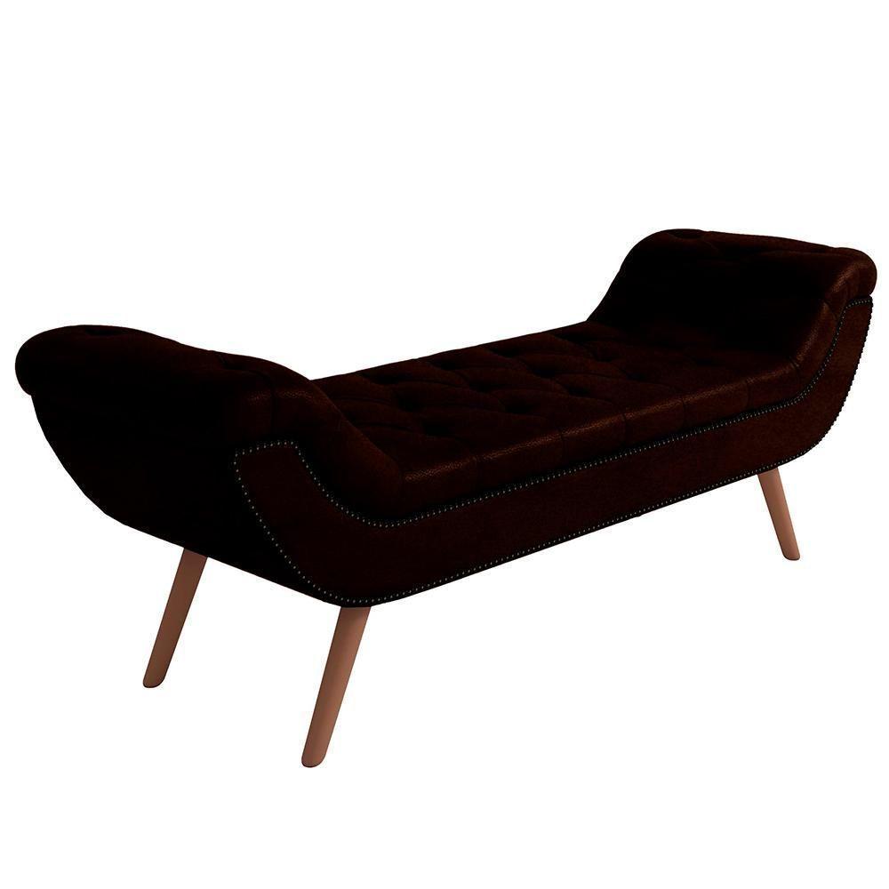 Kit Cabeceira Cama Box Casal 160cm Madrid Com Puff Recamier Santorini Couríssimo Marrom - 5