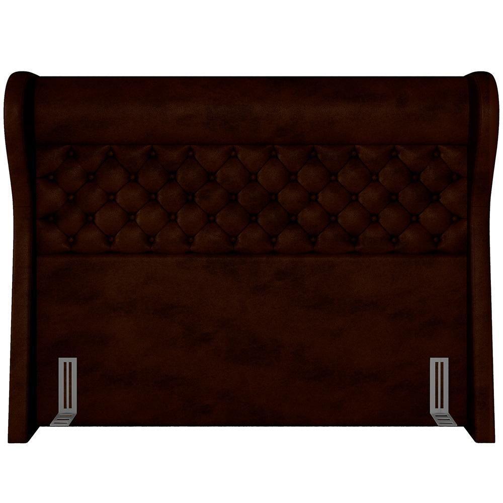 Kit Cabeceira Cama Box Casal 160cm Madrid Com Puff Recamier Santorini Couríssimo Marrom - 7