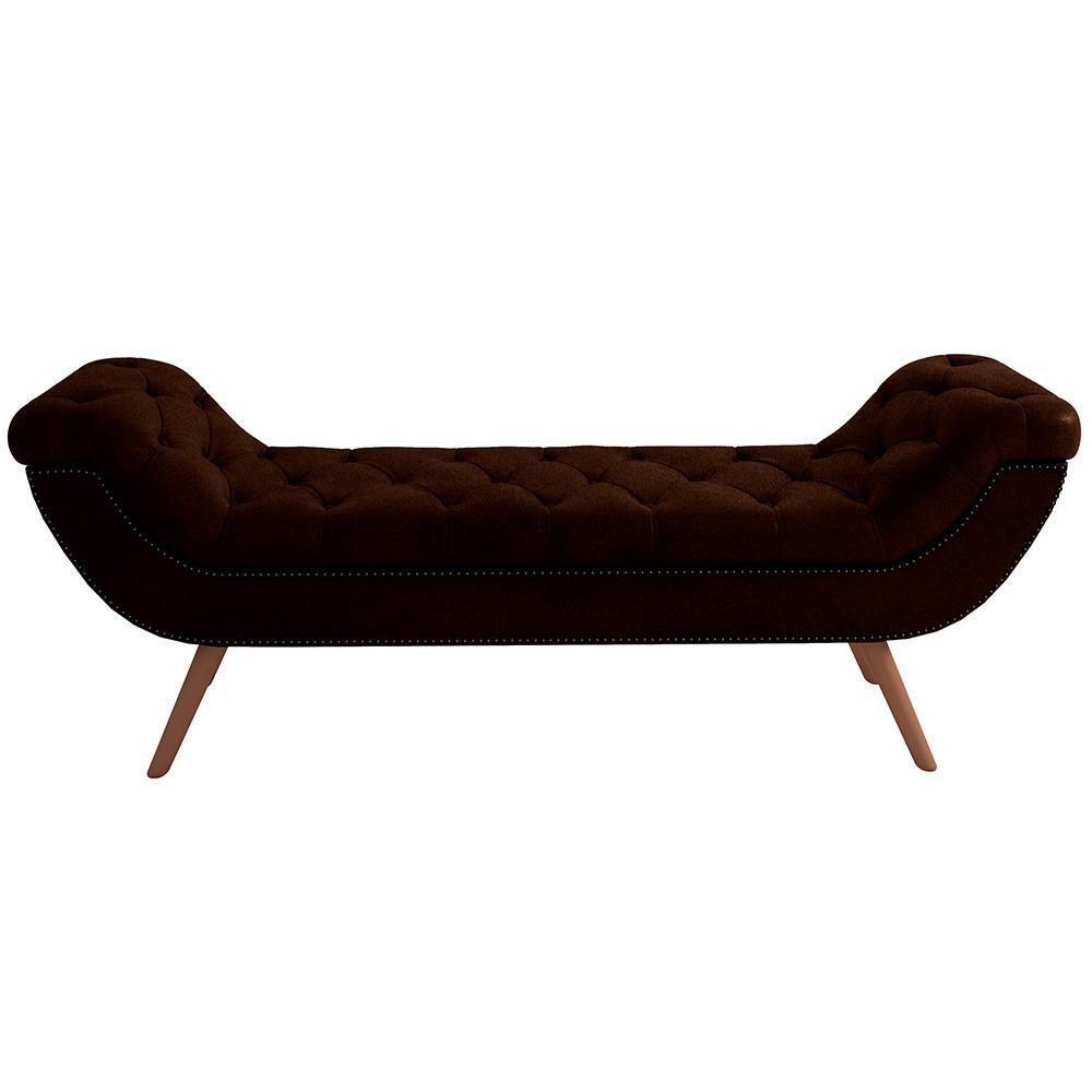 Kit Cabeceira Cama Box Casal 160cm Madrid Com Puff Recamier Santorini Couríssimo Marrom - 10