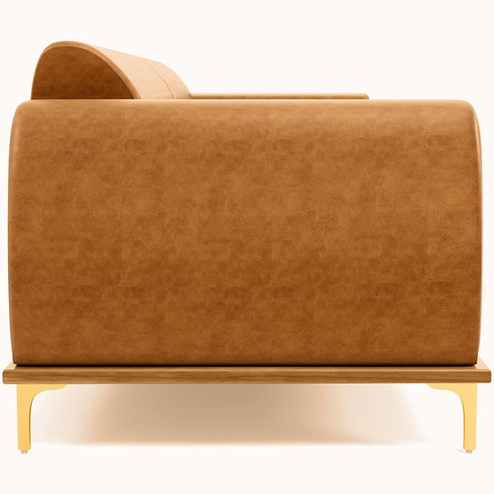 Sofá 3 Lugares Kiev 230cm D02 Base Castanho Pés D'ouro Couríssimo Whisky B-90 - 7