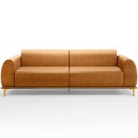 Sofá 3 Lugares Kiev 230cm D02 Base Castanho Pés D'ouro Couríssimo Whisky B-90 - 6
