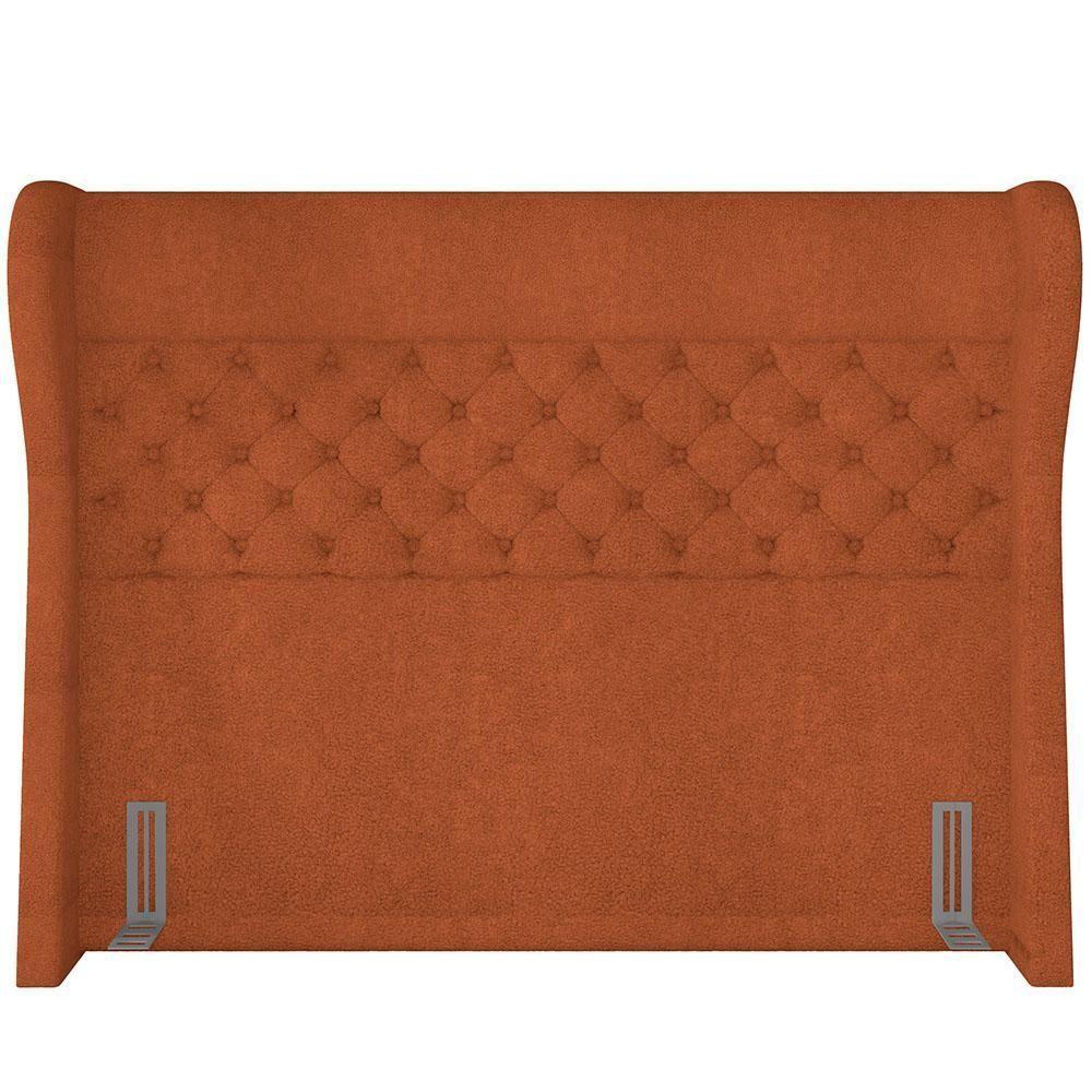 Kit Cabeceira Cama Box Casal 140cm Madrid Com Puff Recamier Santorini Bouclê Terracota - 6