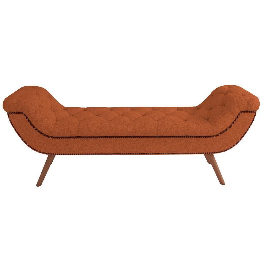 Kit Cabeceira Cama Box Casal 140cm Madrid Com Puff Recamier Santorini Bouclê Terracota - 9