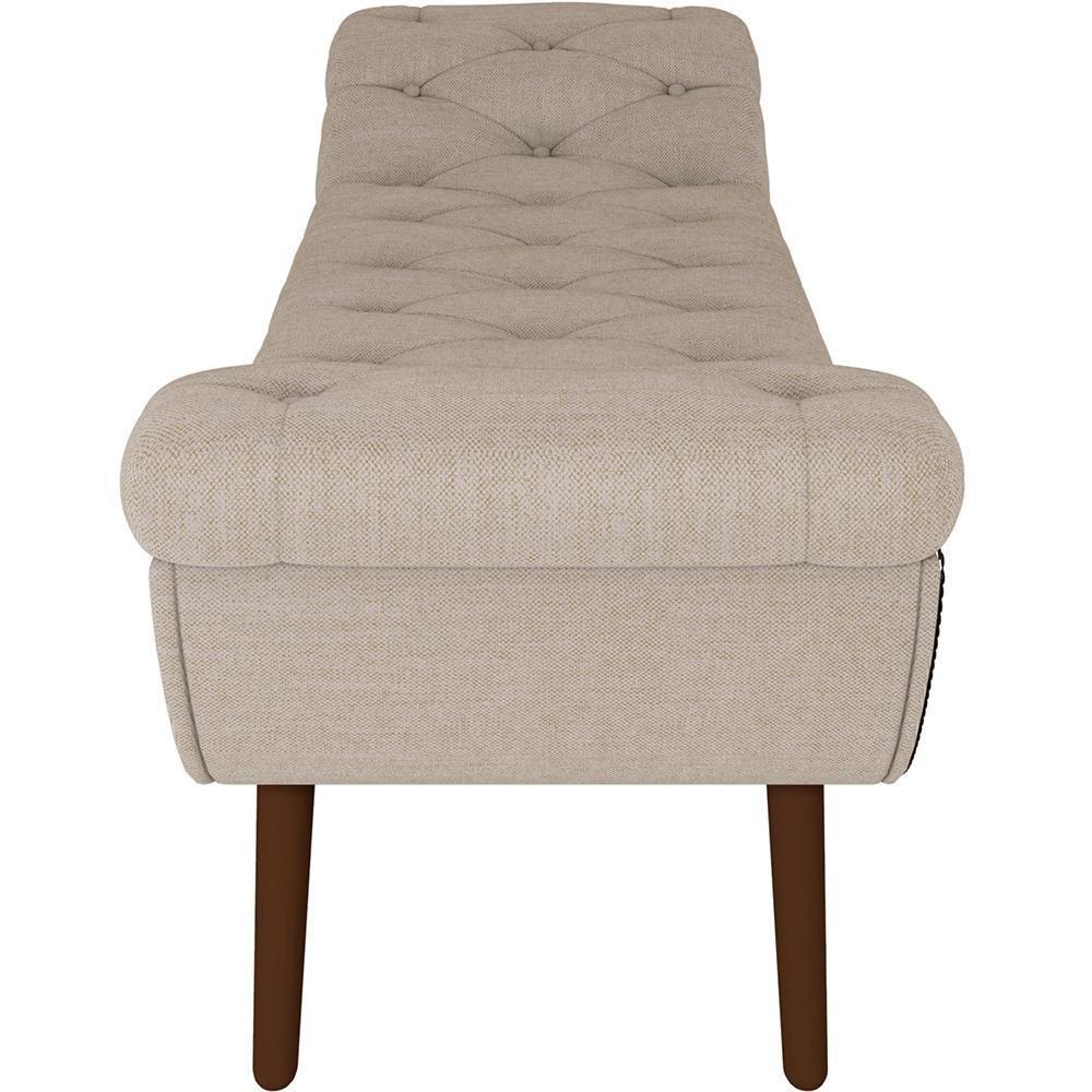 Kit Cabeceira Cama Box Casal 195cm Madrid Com Puff Recamier Santorini Linho Creme - 5