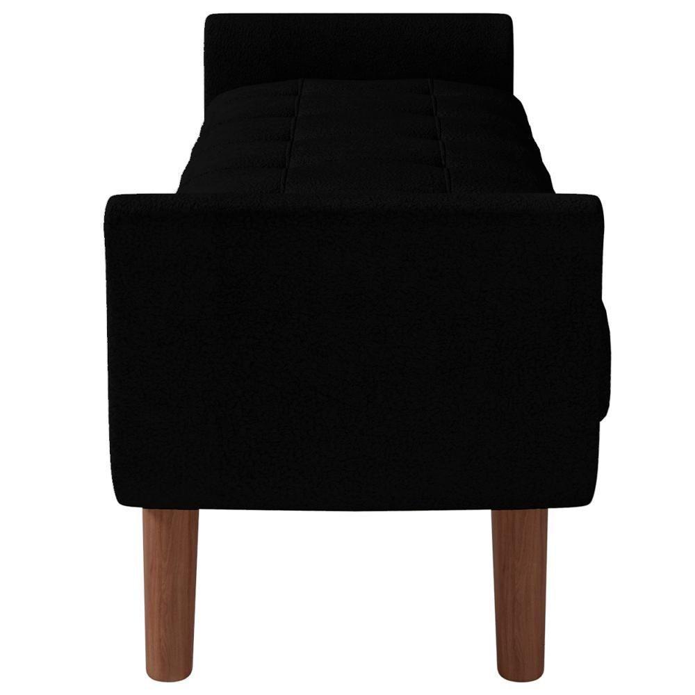 Puff Recamier Decorativo Com Pés Em Madeira 195cm Itália Bouclê Preto - 2