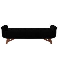 Puff Recamier Decorativo Com Pés Em Madeira 195cm Itália Bouclê Preto