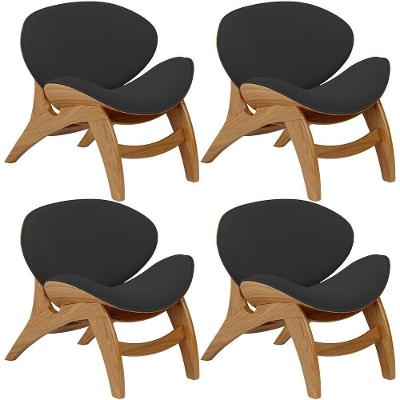 Kit 4 Poltronas Decorativas Orgânica Kadosh L02 Suede Preto Lyam Decor