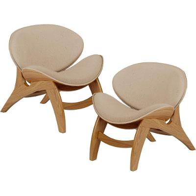 Kit 2 Poltronas Decorativa Kadosh L02 Sala Living Linho Bege Escuro Lyam Decor