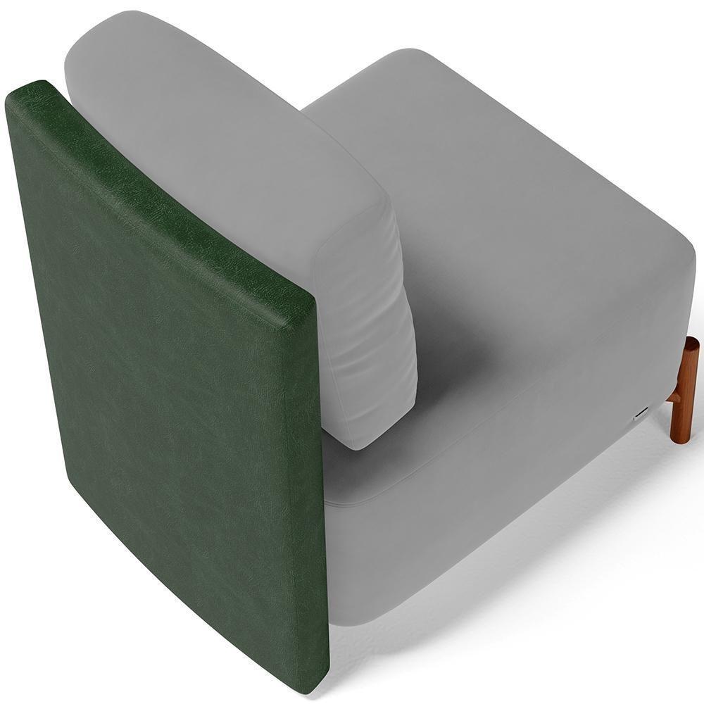 Poltrona Decorativa Sala Estar Living Pés Madeira Hungria L02 Couríssimo Verde Suede Cinza - Lyam - 5