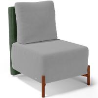 Poltrona Decorativa Sala Estar Living Pés Madeira Hungria L02 Couríssimo Verde Suede Cinza - Lyam - 1