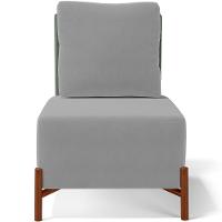 Poltrona Decorativa Sala Estar Living Pés Madeira Hungria L02 Couríssimo Verde Suede Cinza - Lyam - 6