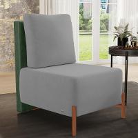 Poltrona Decorativa Sala Estar Living Pés Madeira Hungria L02 Couríssimo Verde Suede Cinza - Lyam - 7