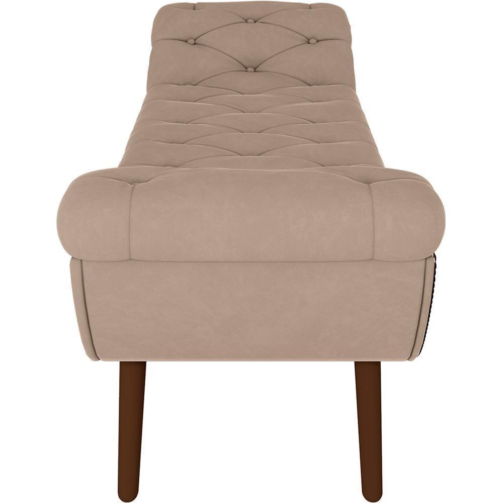 Kit Cabeceira Cama Box Casal 160cm Madrid Com Puff Recamier Santorini Veludo Bege - 5