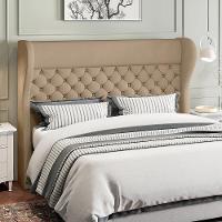 Kit Cabeceira Cama Box Casal 160cm Madrid Com Puff Recamier Santorini Veludo Bege - 8