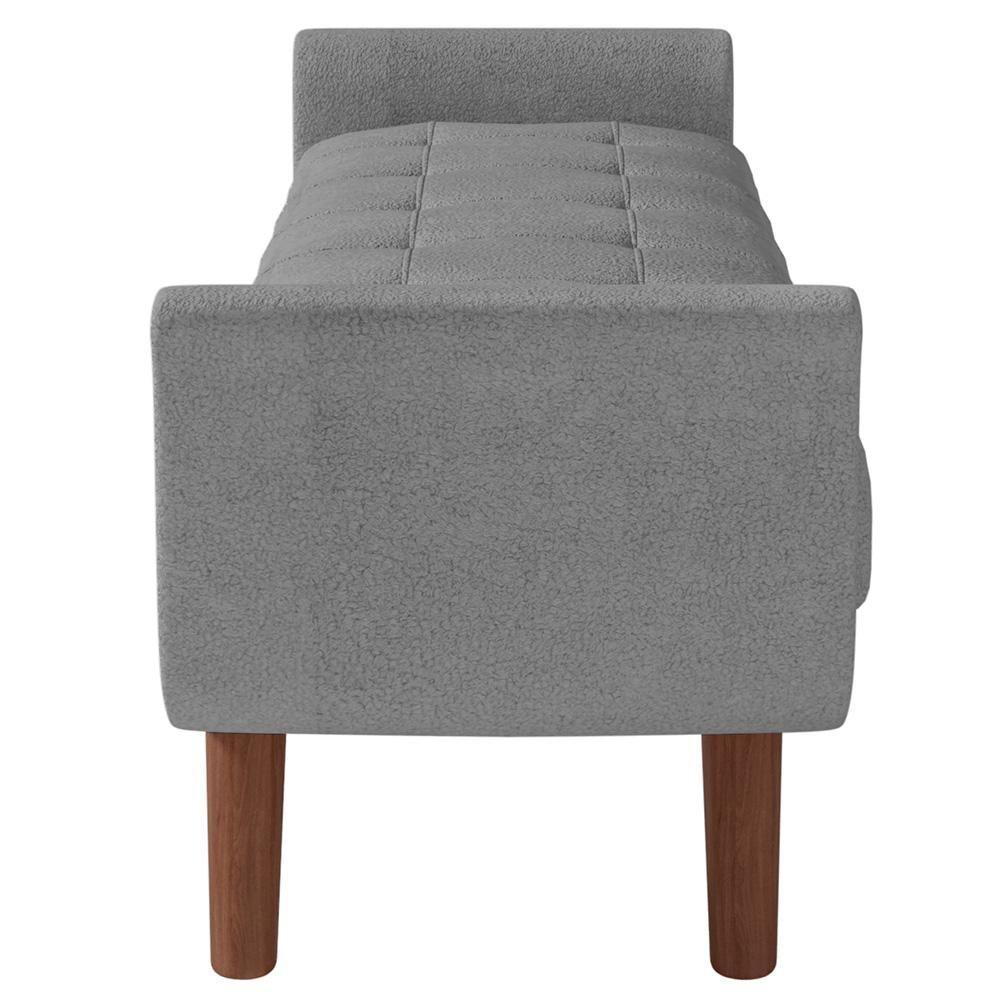 Puff Recamier Decorativo Com Pés Em Madeira 195cm Itália P05 Bouclê Cinza - 2