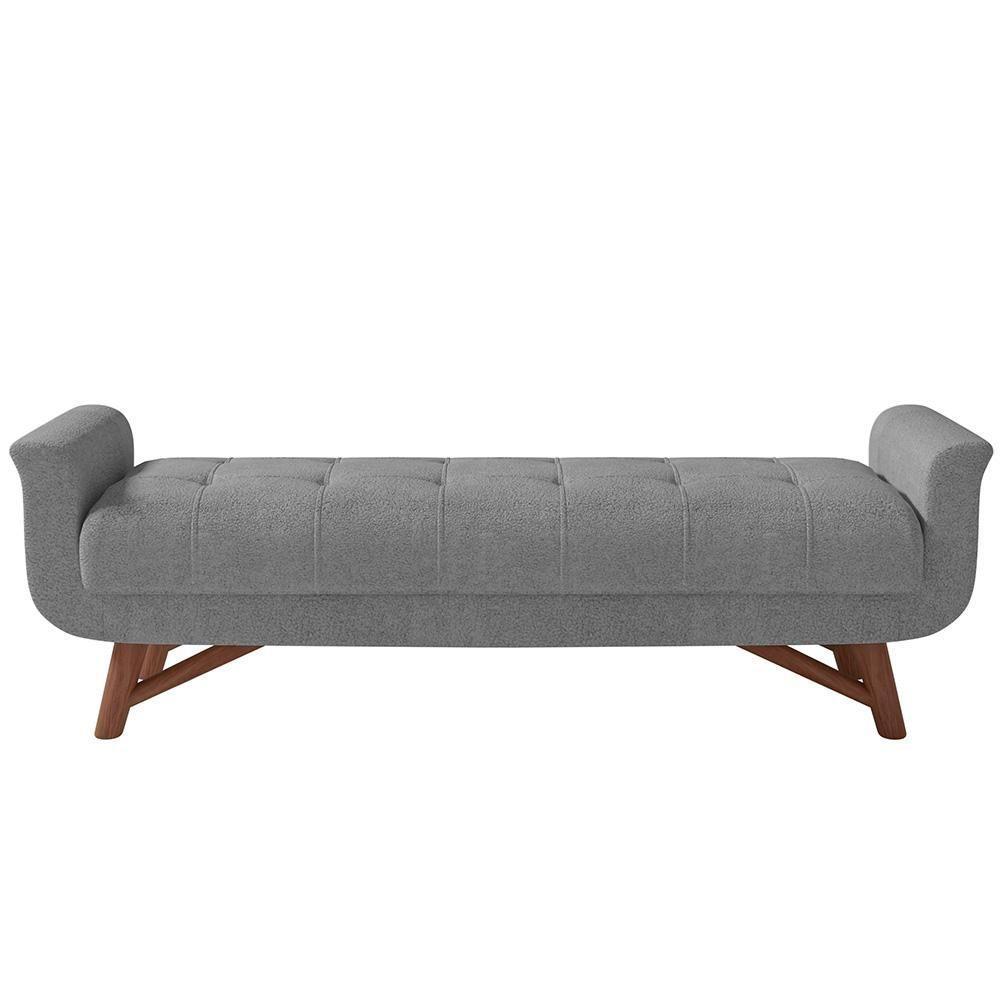 Puff Recamier Decorativo Com Pés Em Madeira 195cm Itália P05 Bouclê Cinza - 4