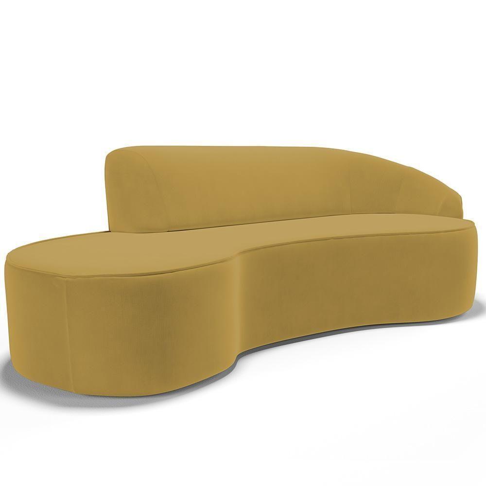Sofá 4 Lugares Curvo Living Firenze Direito D02 Veludo Mostarda 260cm C-279 - Lyam - 1