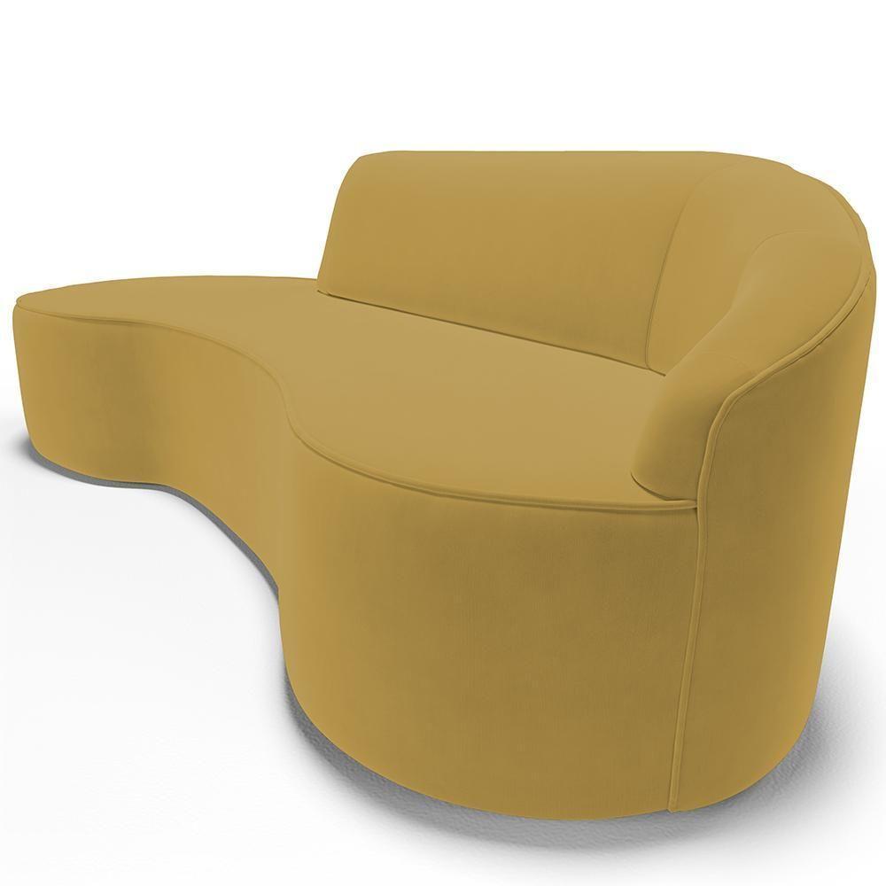 Sofá 4 Lugares Curvo Living Firenze Direito D02 Veludo Mostarda 260cm C-279 - Lyam - 3