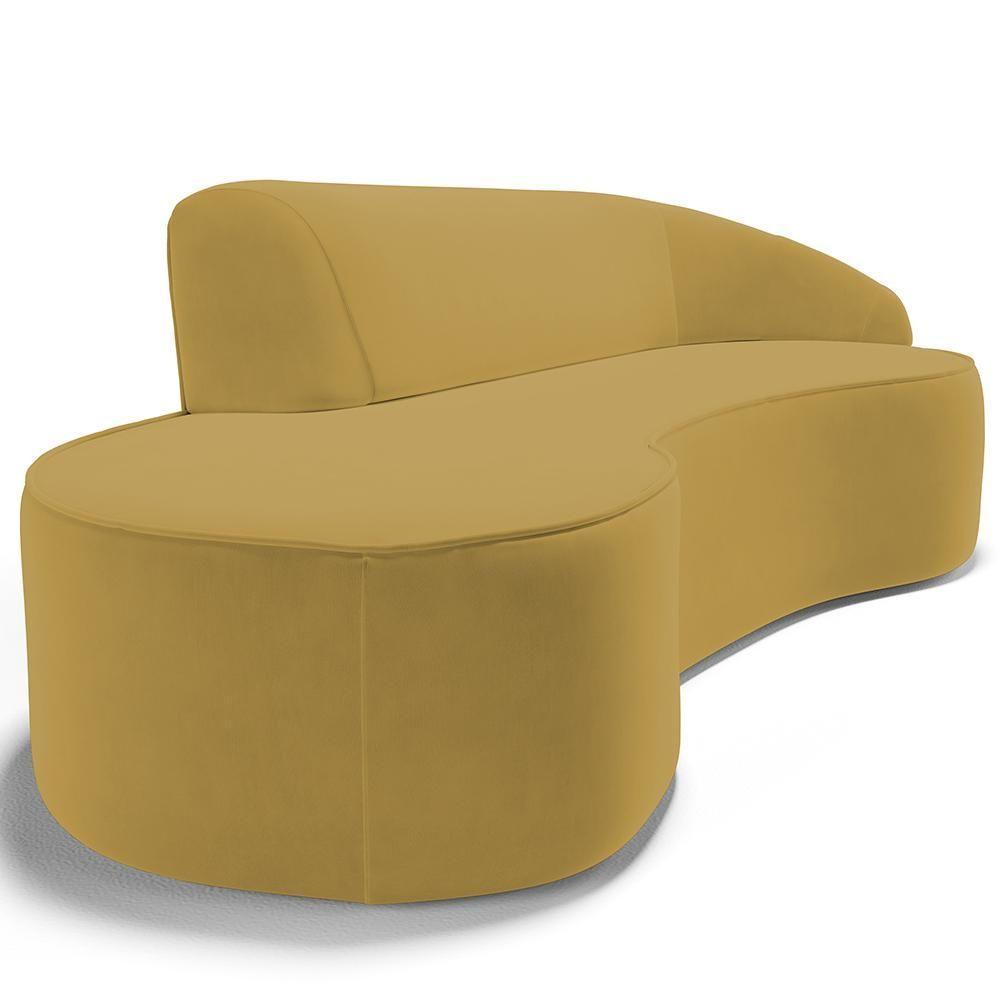 Sofá 4 Lugares Curvo Living Firenze Direito D02 Veludo Mostarda 260cm C-279 - Lyam - 7