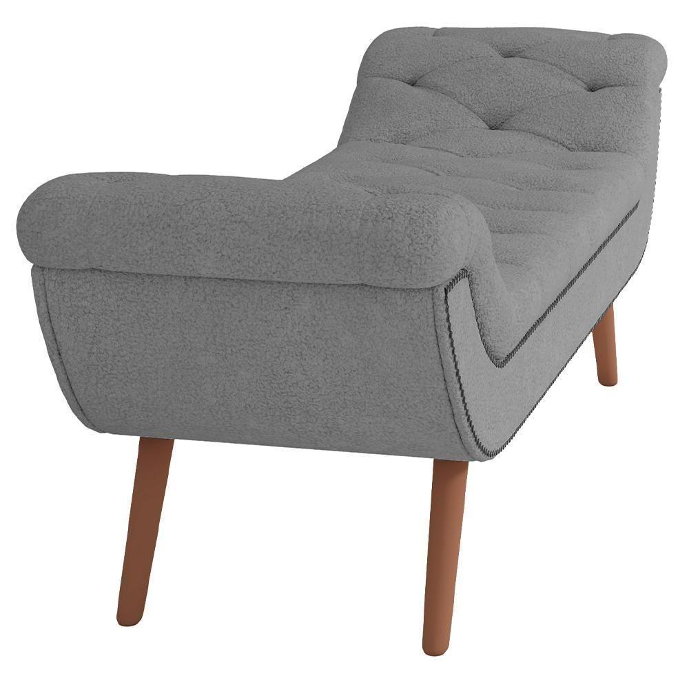 Kit Cabeceira Cama Box Casal 160cm Madrid Com Puff Recamier Santorini Bouclê Cinza - 5