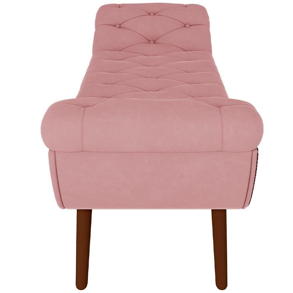 Kit Cabeceira Cama Box Casal 160cm Madrid Com Puff Recamier Santorini Veludo Rosê - 5