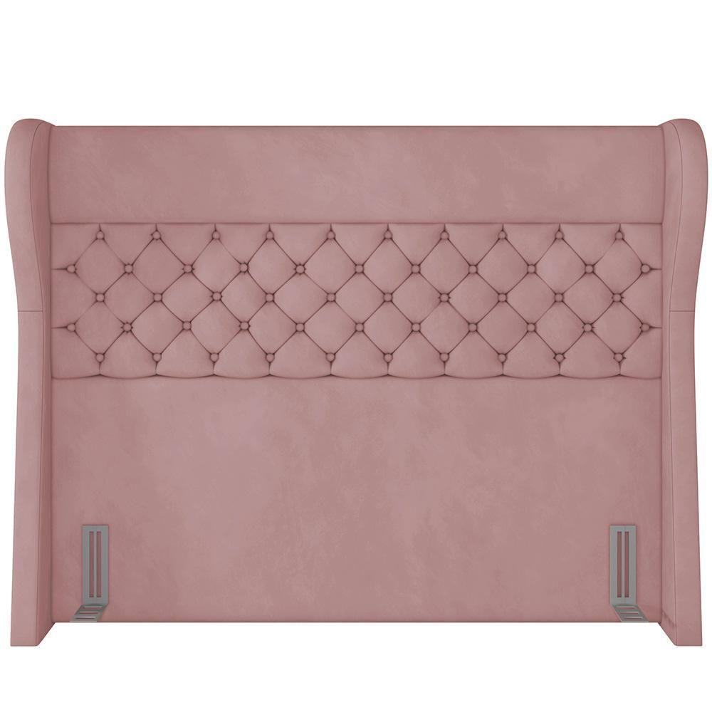 Kit Cabeceira Cama Box Casal 160cm Madrid Com Puff Recamier Santorini Veludo Rosê - 6