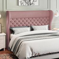 Kit Cabeceira Cama Box Casal 160cm Madrid Com Puff Recamier Santorini Veludo Rosê - 8