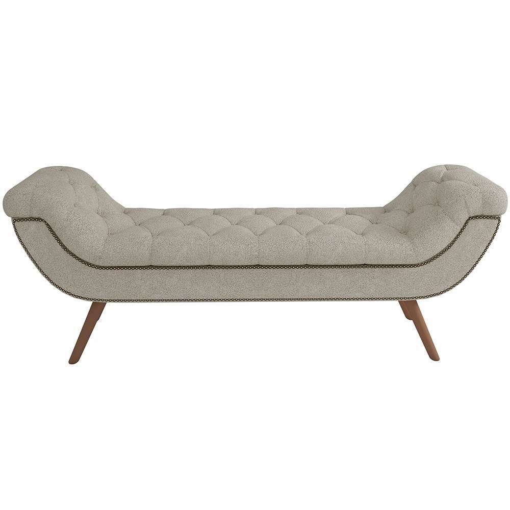 Kit Cabeceira Cama Box Casal 160cm Madrid Com Puff Recamier Santorini Bouclê Creme - 9