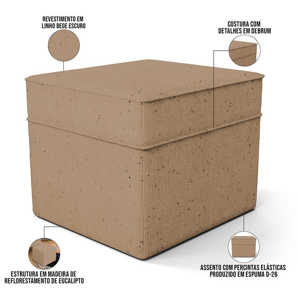 Poltrona De Amamentação Com Balanço E Puff Mavie L02 Linho Bege Escuro - 5