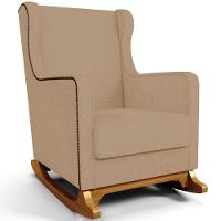 Poltrona De Amamentação Com Balanço E Puff Mavie L02 Linho Bege Escuro - 8