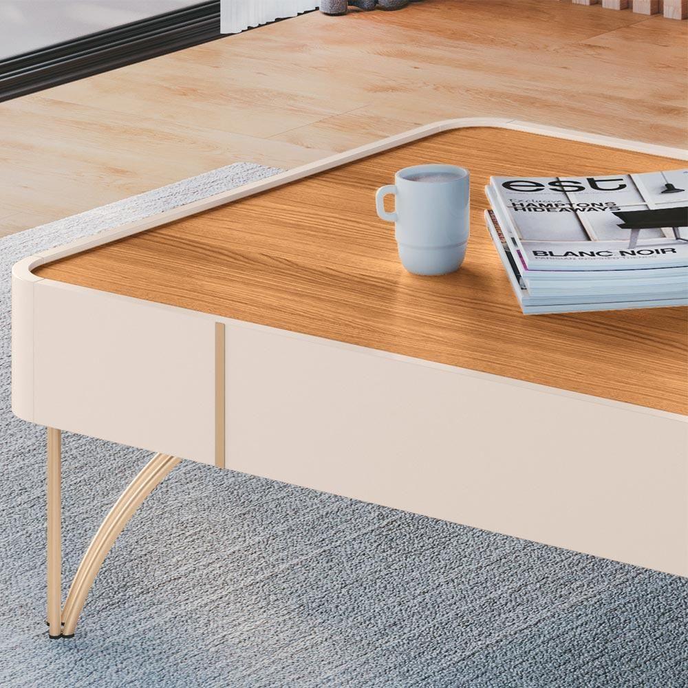 Painel Para Tv 85 Pol Zurick E Mesa De Centro Harmony B01 Cinamomo Off White - 5