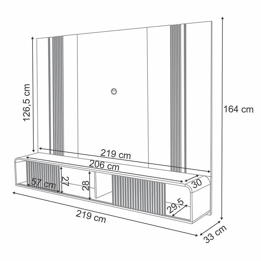 Painel Para Tv 85 Pol Zurick E Mesa De Centro Harmony B01 Cinamomo Off White - 9