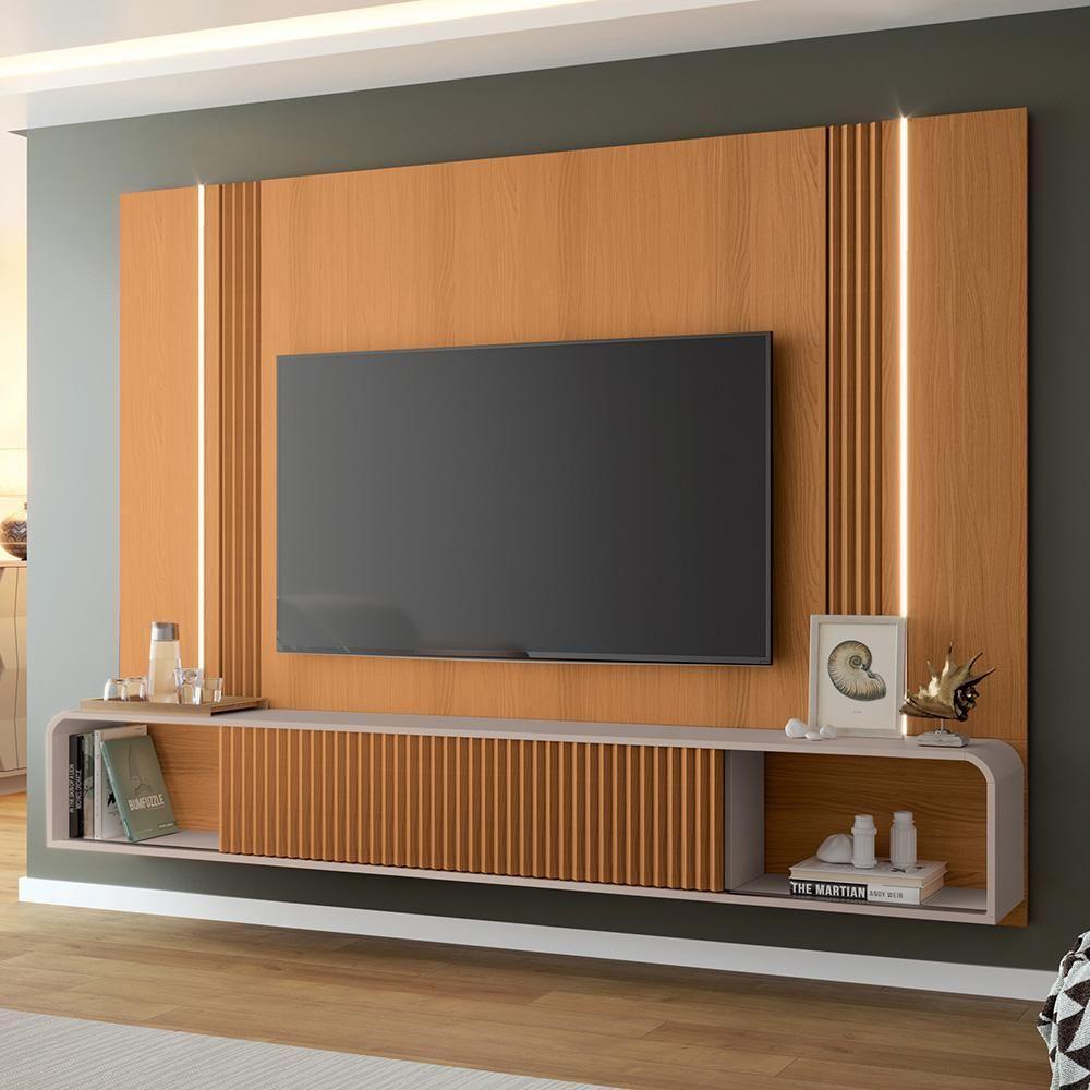 Painel Para Tv 85 Pol Zurick E Mesa De Centro Harmony B01 Cinamomo Off White - 10