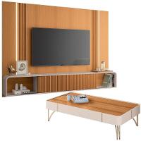 Painel Para Tv 85 Pol Zurick E Mesa De Centro Harmony B01 Cinamomo Off White - 1