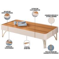 Painel Para Tv 85 Pol Zurick E Mesa De Centro Harmony B01 Cinamomo Off White - 2