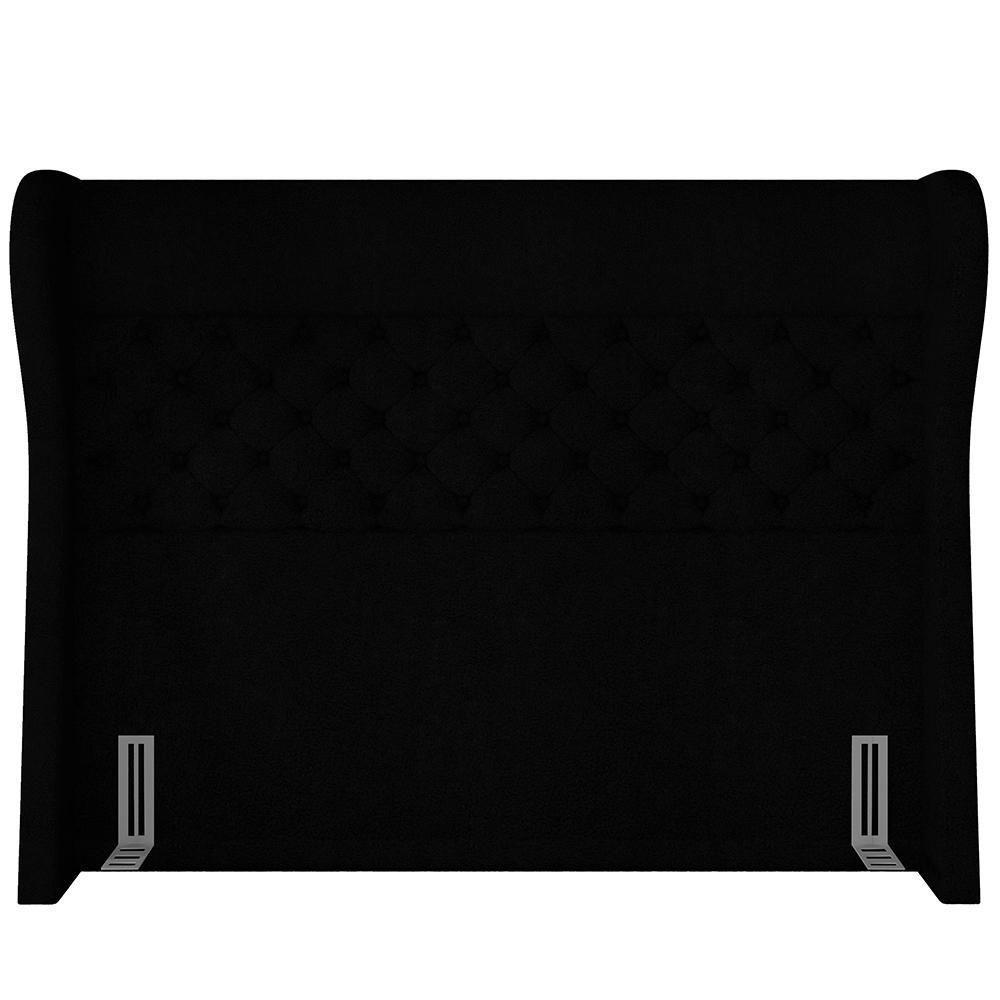 Kit Cabeceira Cama Box Casal 195cm Madrid Com Puff Recamier Santorini Bouclê Preto - 6