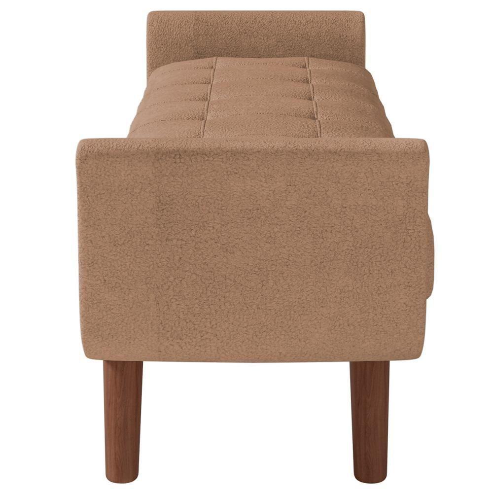 Puff Recamier Decorativo Com Pés Em Madeira 195cm Itália P05 Bouclê Bege - 3