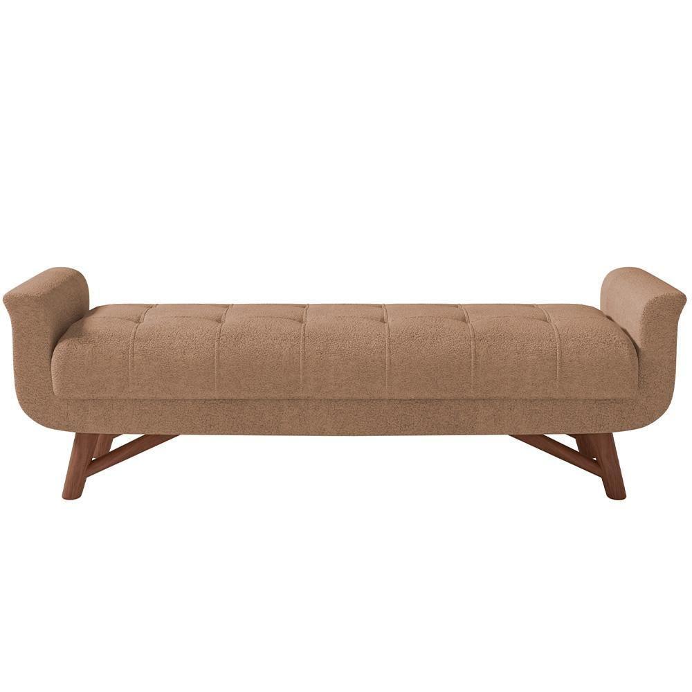 Puff Recamier Decorativo Com Pés Em Madeira 195cm Itália P05 Bouclê Bege - 5